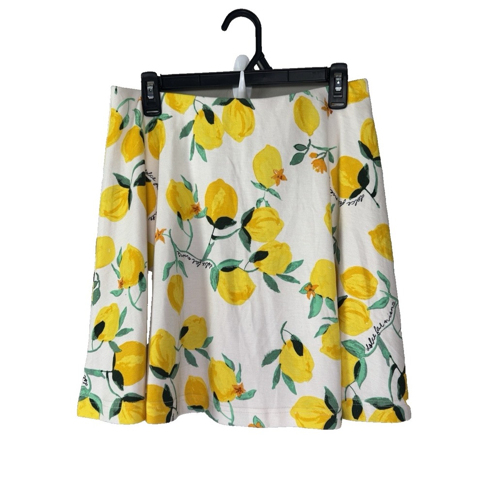 H&M Lemon Print Mini Skirt Medium Cottagecore Euro Summer Amalfi Coast Novelty